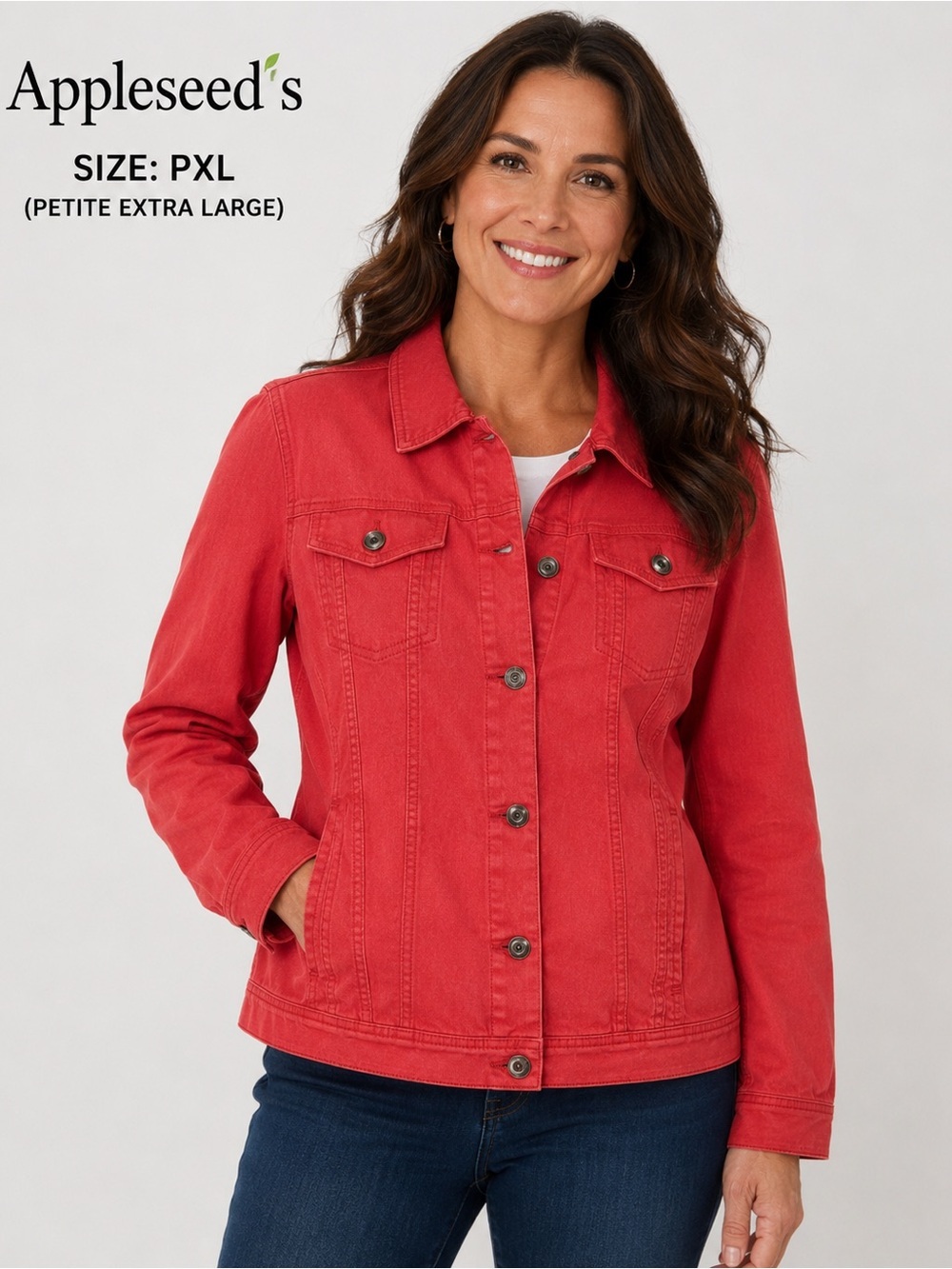 Appleseed’s Petite Coral Stretch Denim Jacket PXL casual cotton preppy classic